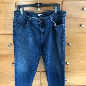 Eileen Fisher Distressed Cotton 5 pocket cropped blue jeans Sz 16